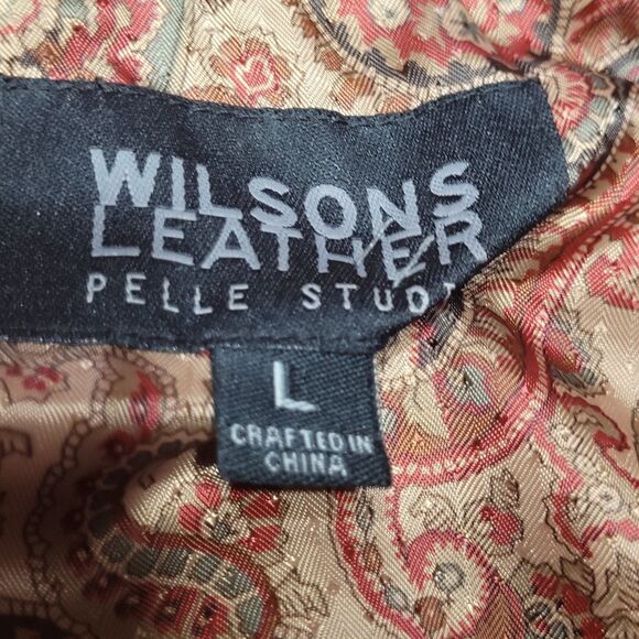 Wilsons Leather Jacket Womens L Red Old Money Moto Biker Bikercore Mock Collar - Picture 11 of 13